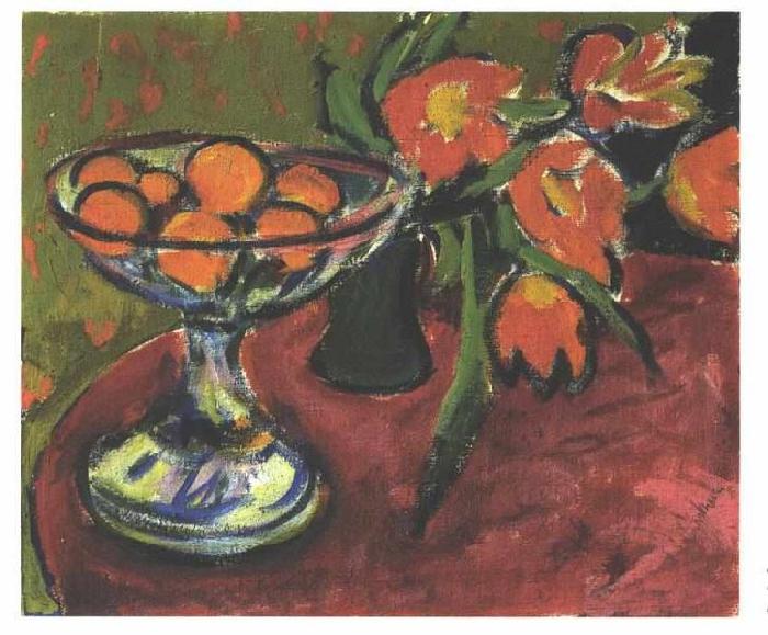 Ernst Ludwig Kirchner Stil live with tulips and oranges oil painting image